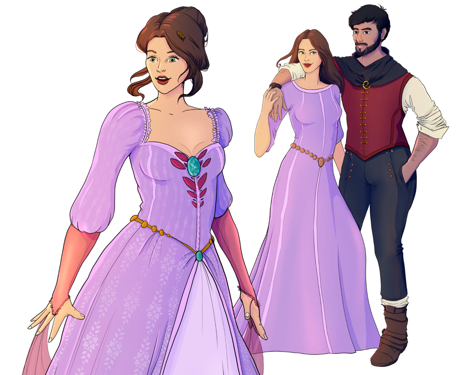 Character artworks in different outfits