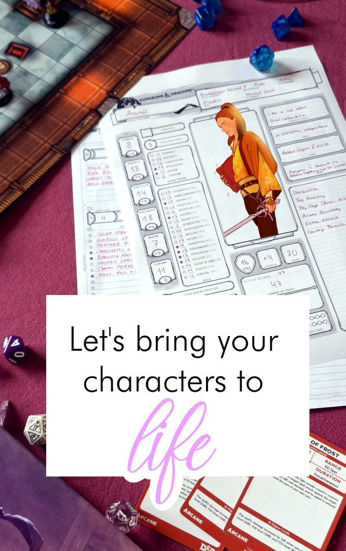 Let's bring your characters to life - photo of table with a Dungeons and Dragons character sheet